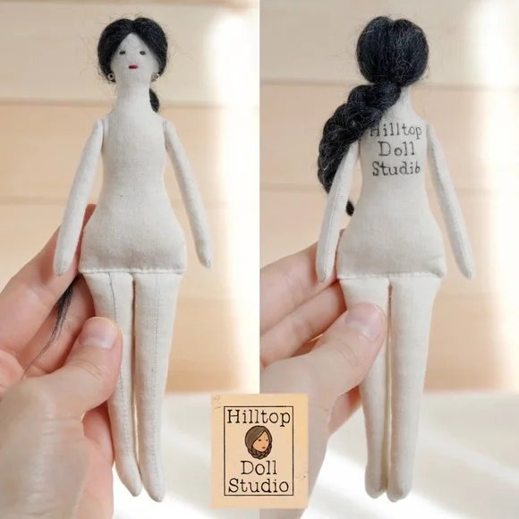 Mini Fabric Doll "Willow" Handcrafted Textile Cloth Heirloom Primitive Doll - Picture 4 of 10